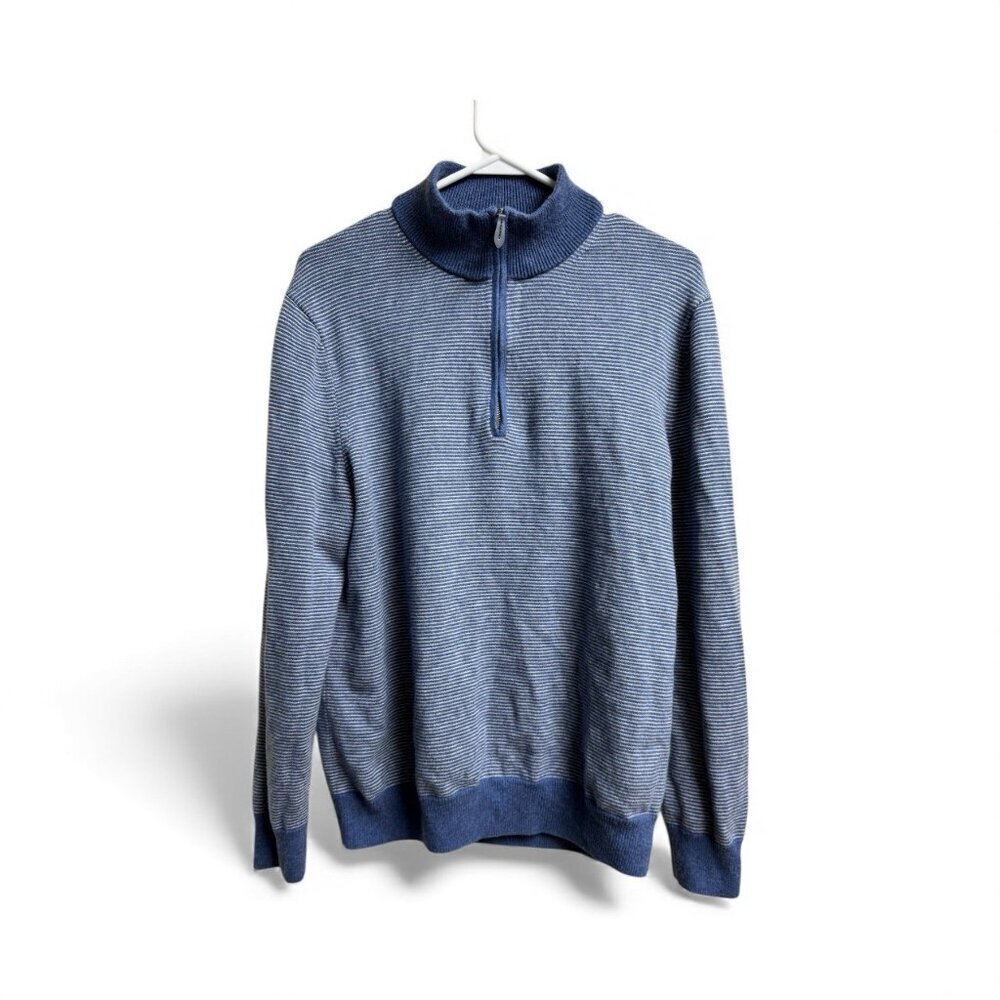 Vineyard Vines Merino Wool Quarter Zip Sweater Blue Stripe Pullover Men’s M